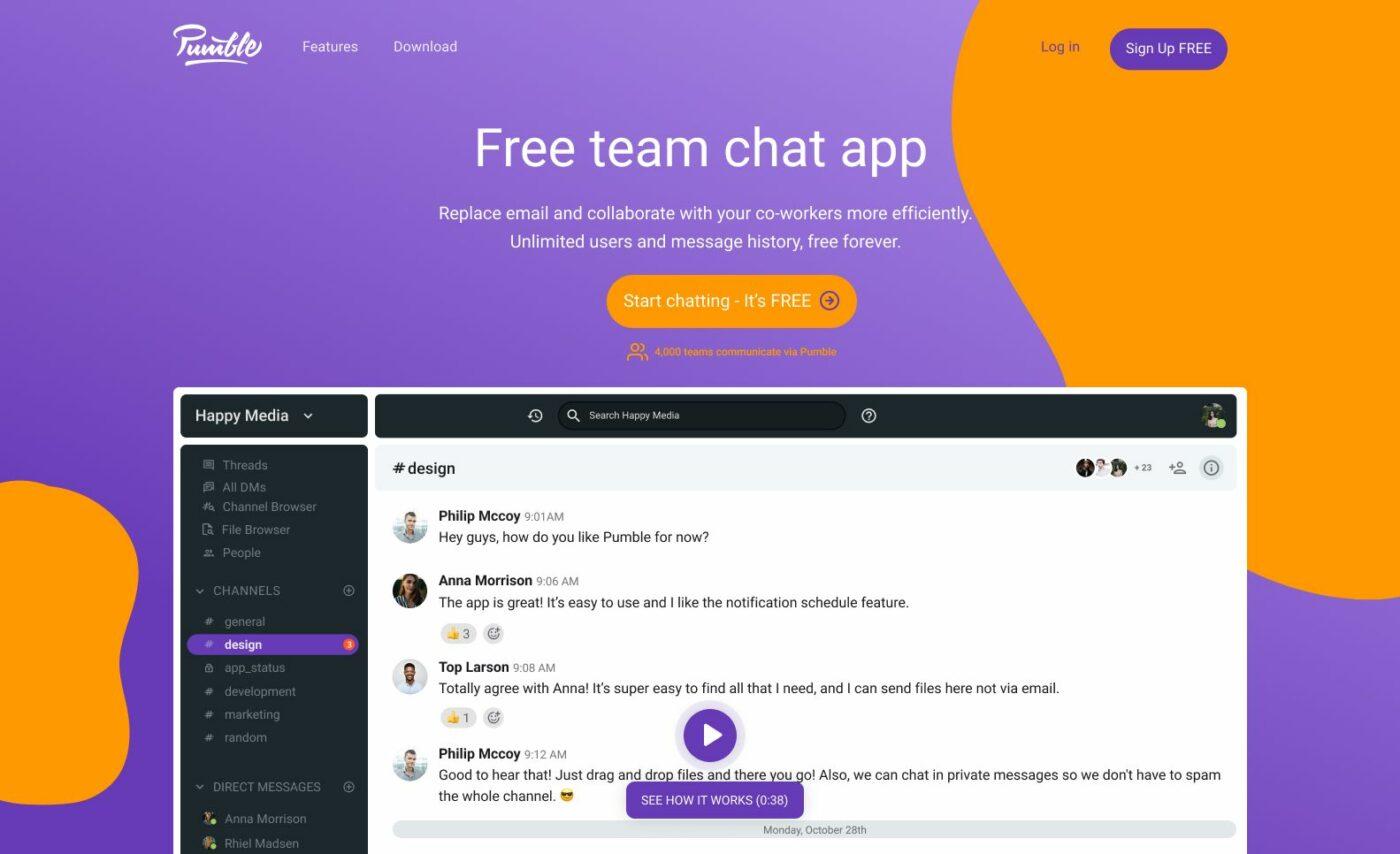 pumble team chat app