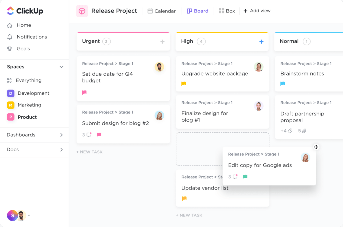 clickup's kanban board view is the solution for remote teams to build their kanban workflow