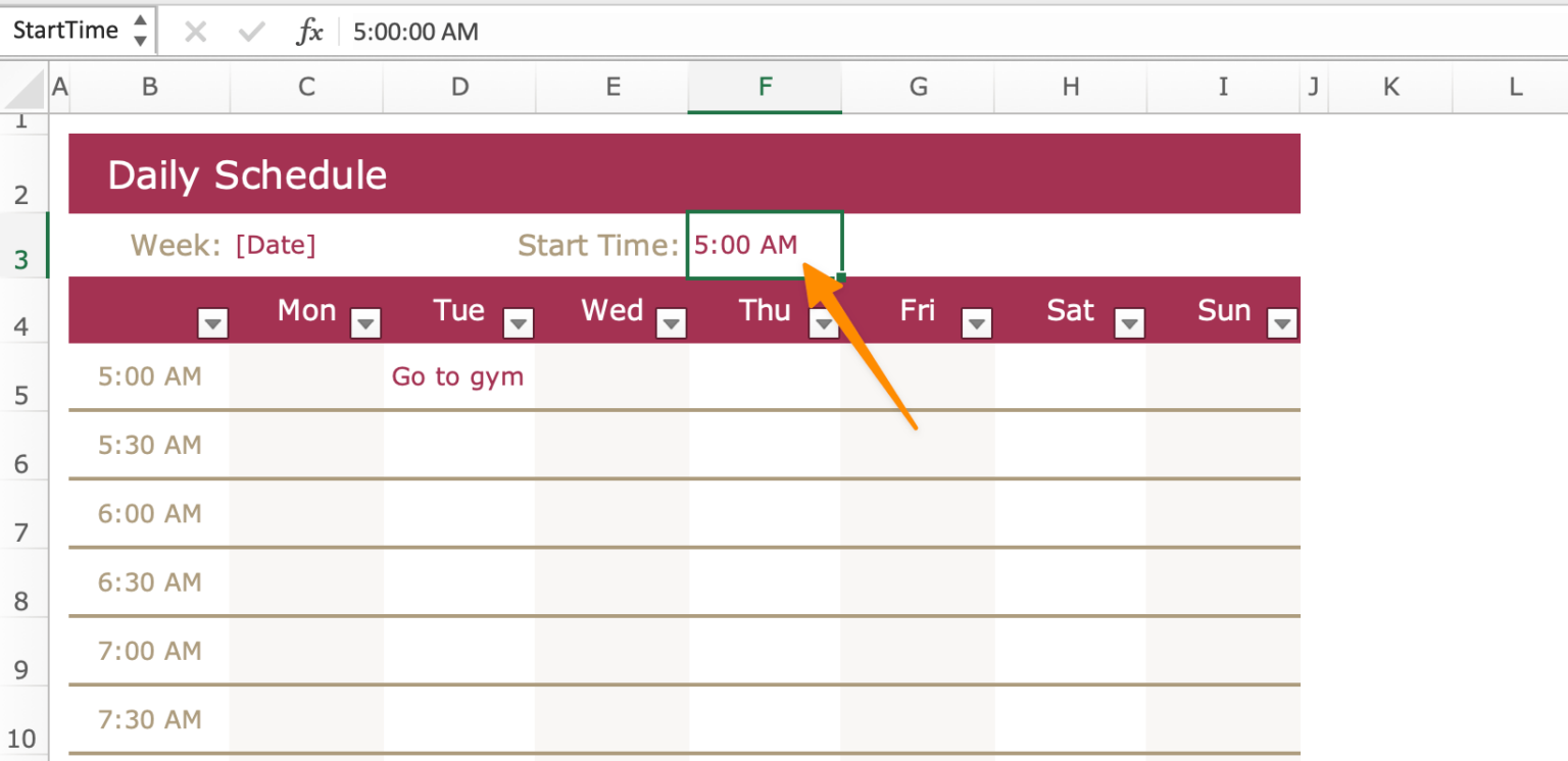 How To Make A Simple Schedule In Excel