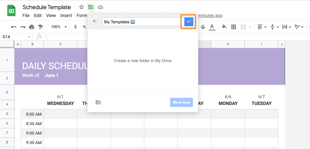 save your schedule template in the new template folder