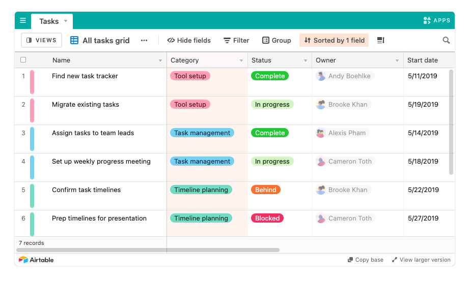 Project Planning with Gantt Template by Airtable
