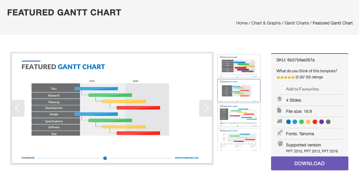 Featured Gantt Chart template by Power Slides