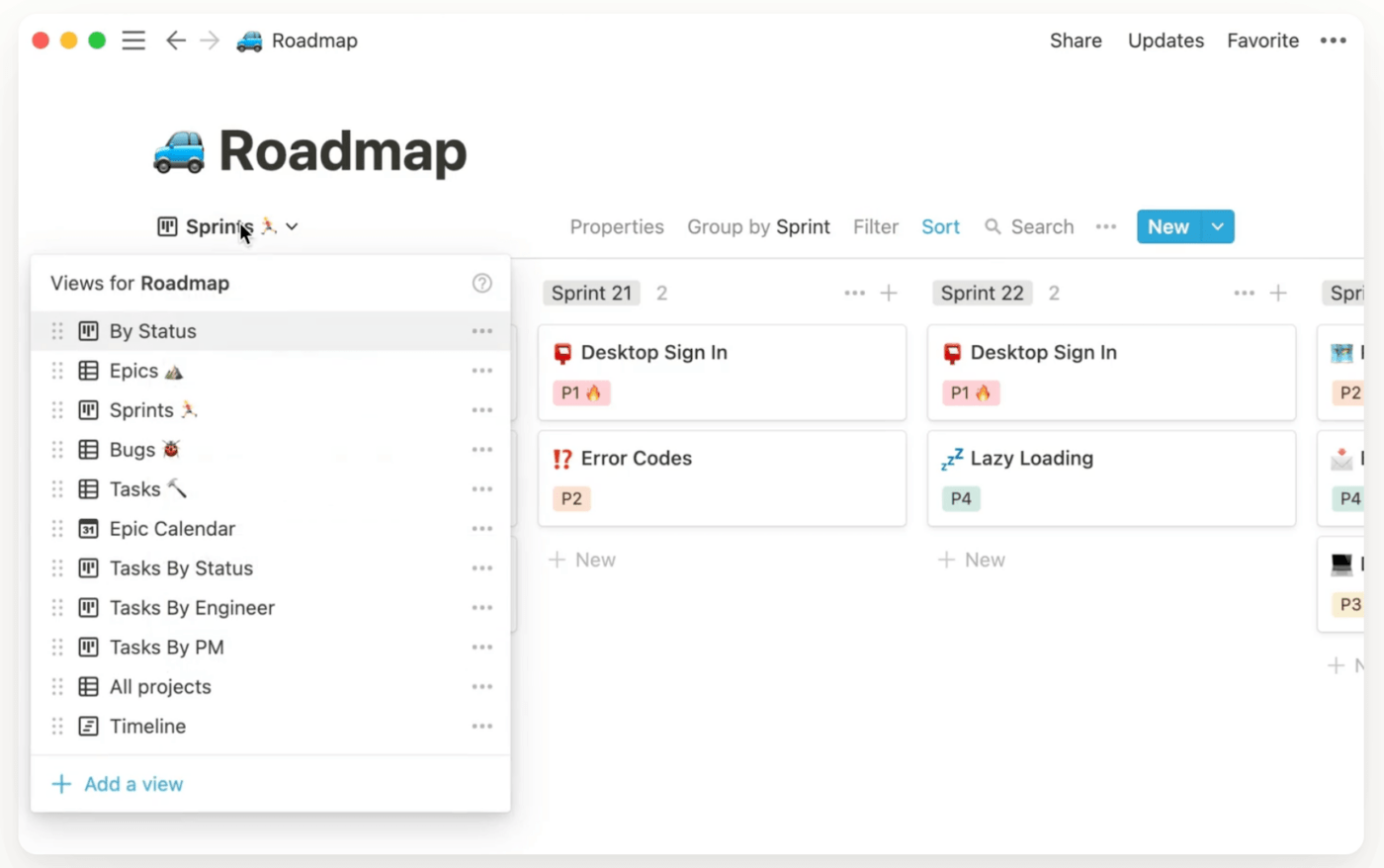 notion roadmap platform example