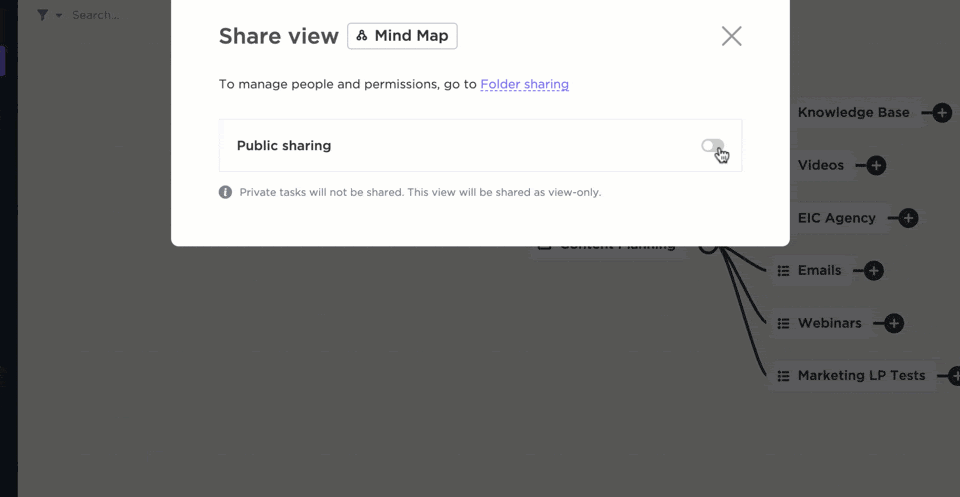 share a mind map in clickup with a public link 