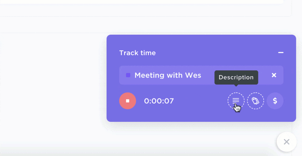 Example of time tracking features in ClickUp