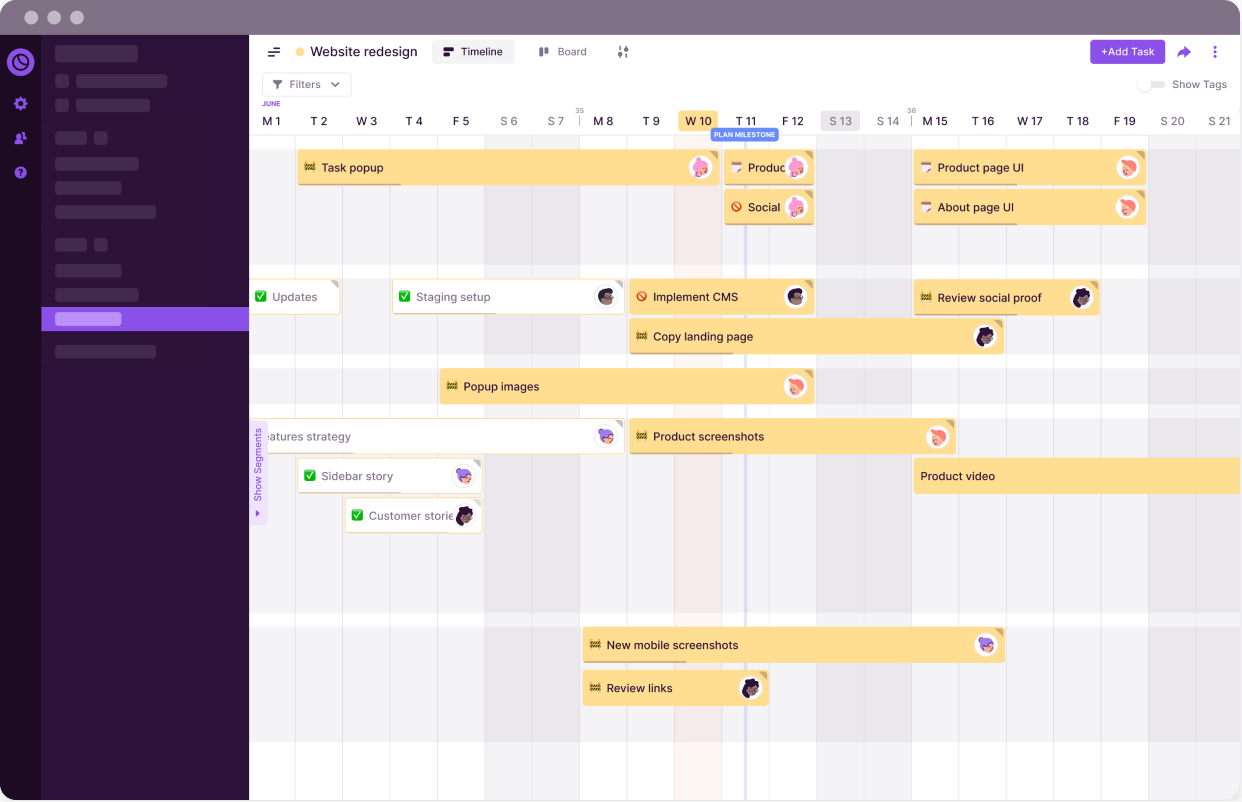Screenshot of Toggl Plan Timeline