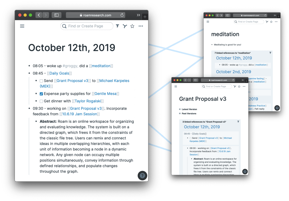 Exemple de logiciel de prise de notes Roam