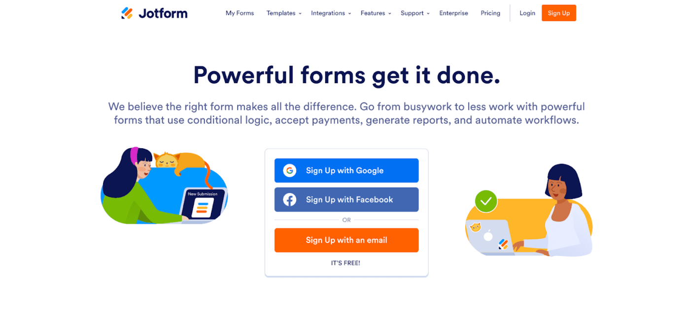 Jotform homepage 