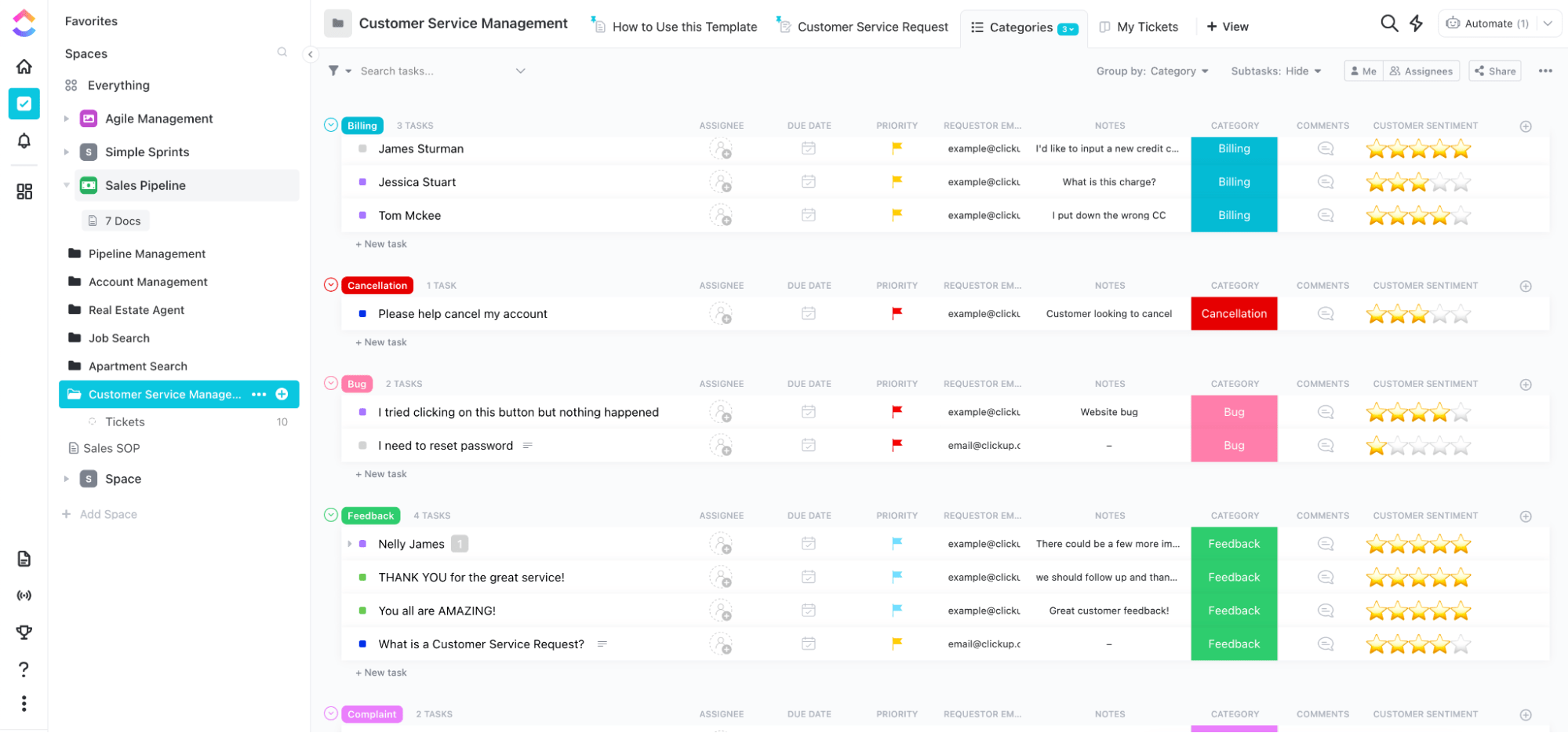 Le modèle de CRM pour la gestion du service client de ClickUp est sur le point de devenir le nouveau BFF de tous les représentants du service d'assistance