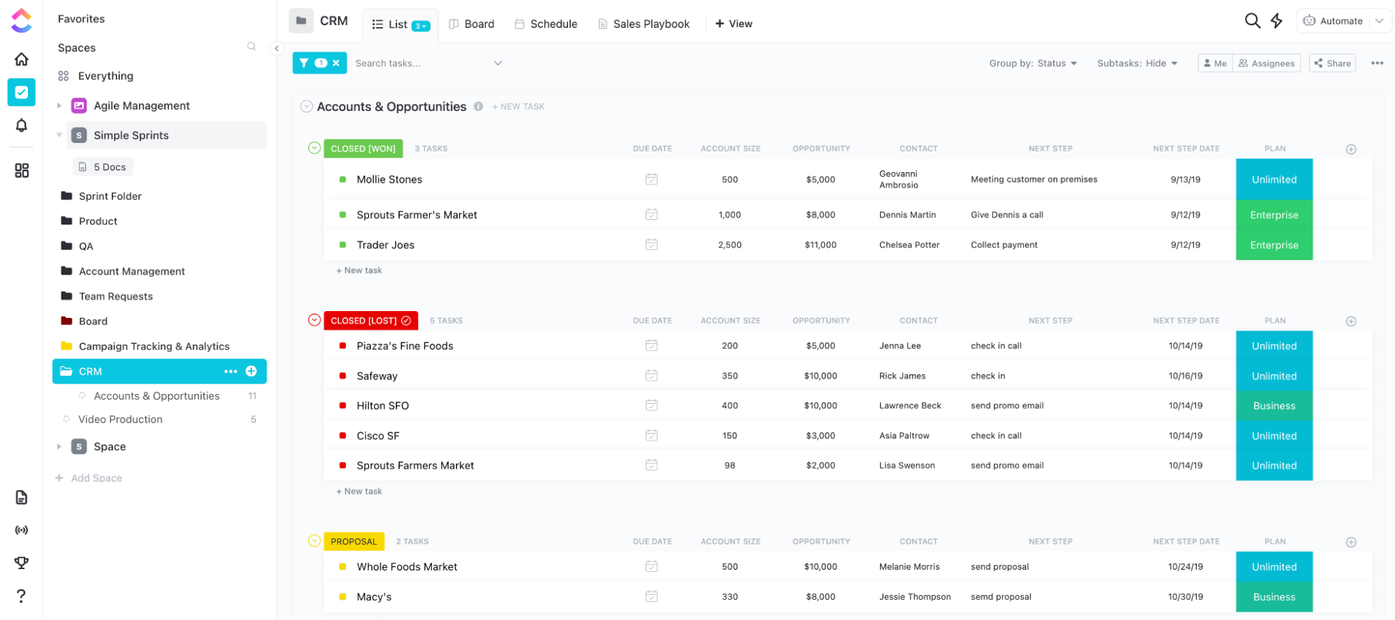 Manage your leads, customer relationships, and sales in one place with this ClickUp CRM template