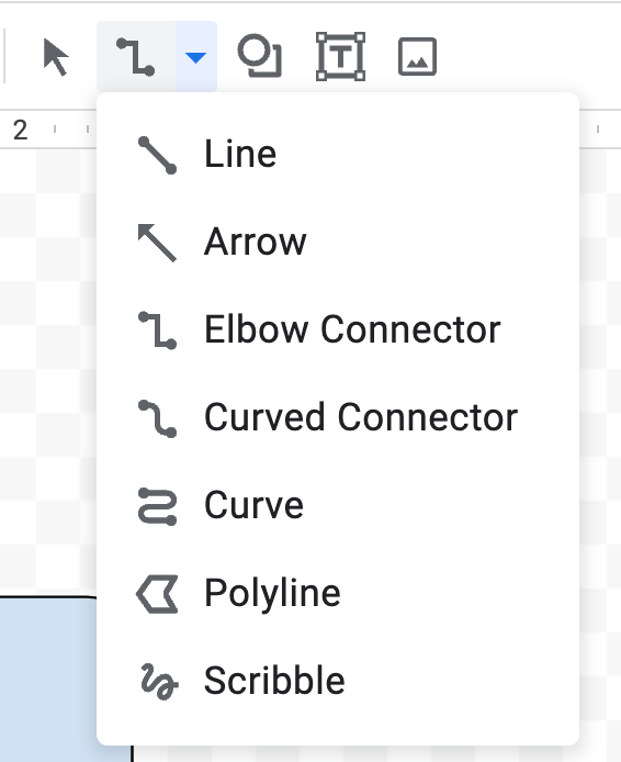 Lines to connect flowchart shapes in Google Docs