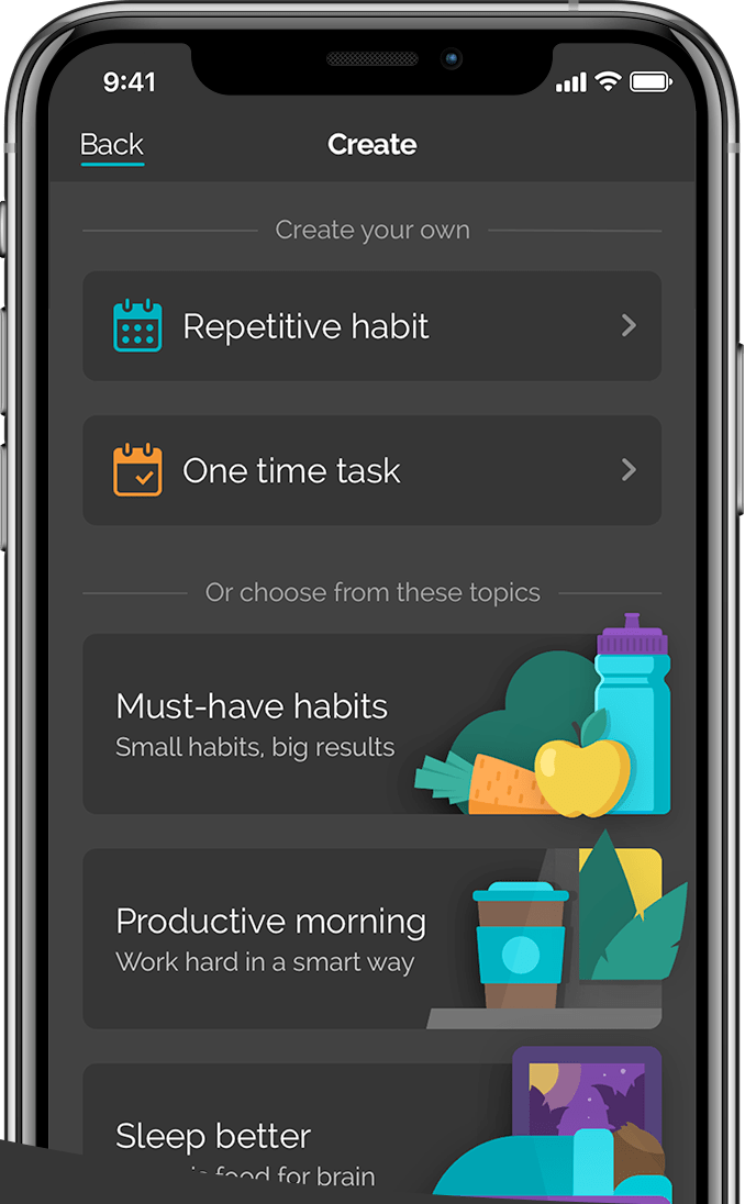 Aplicativo Productive Habit Tracker (Rastreador de hábitos produtivos)