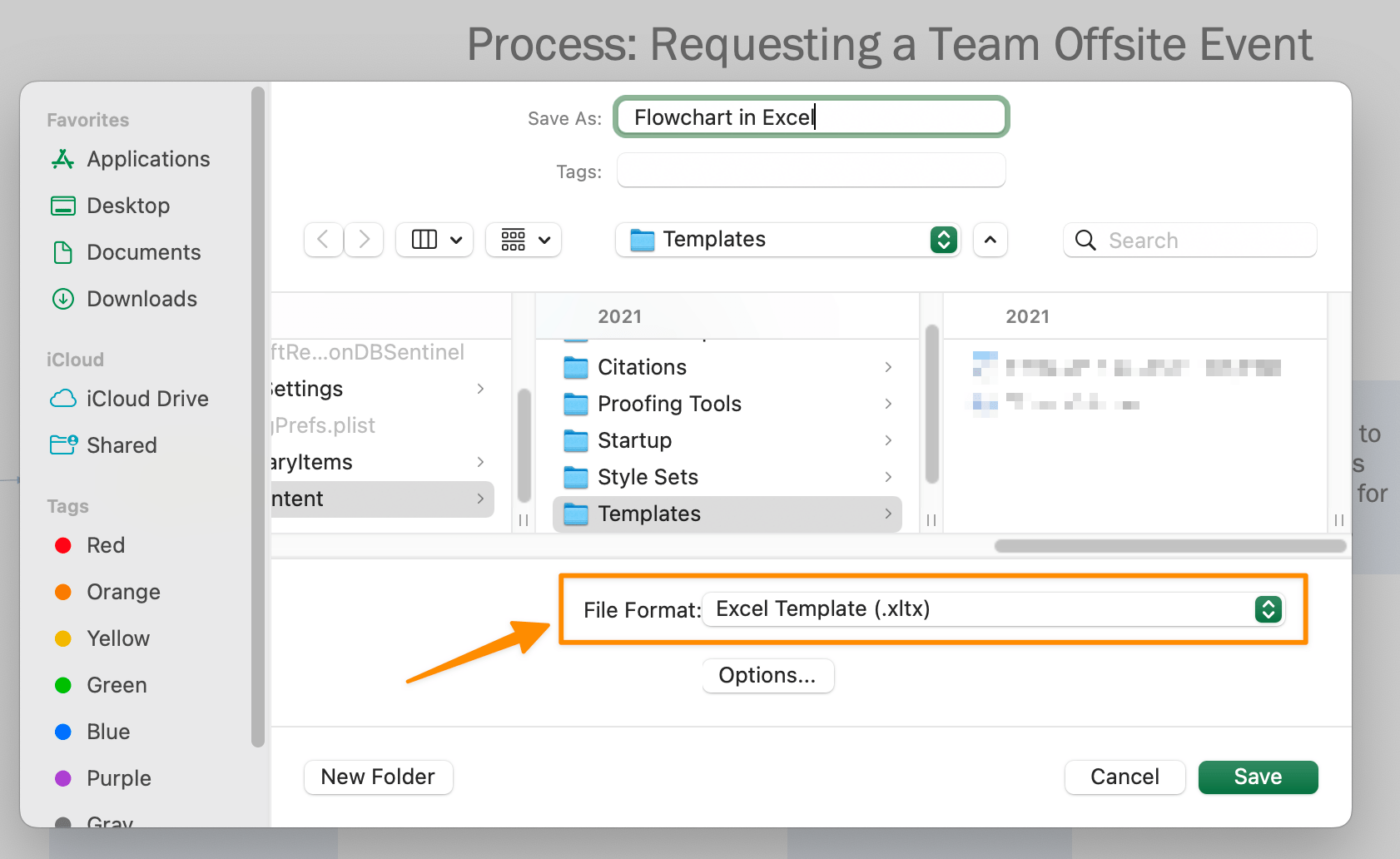 guardar una plantilla de diagrama de flujo en excel