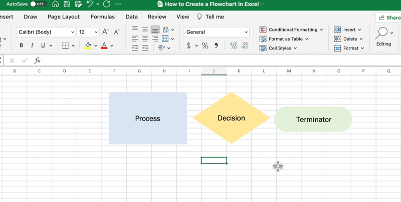 verwenden Sie das Formen-Tool, um die Flussdiagrammsymbole zu bearbeiten