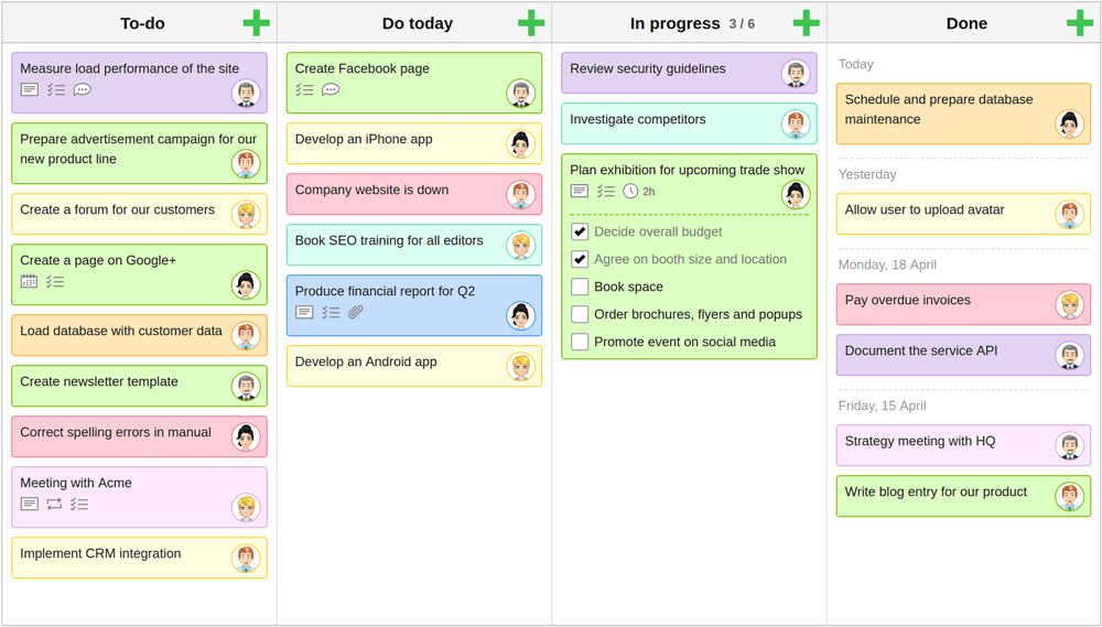 KanbanFlow productweergave voor bord