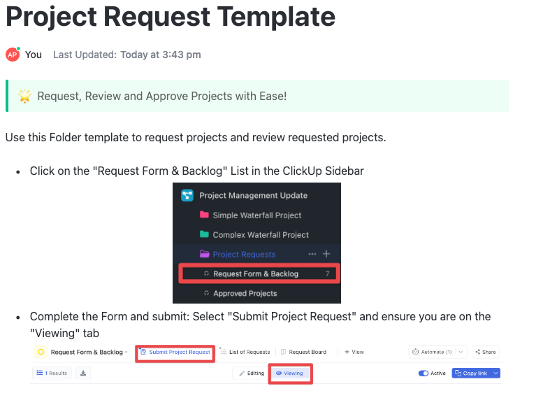 Project request template