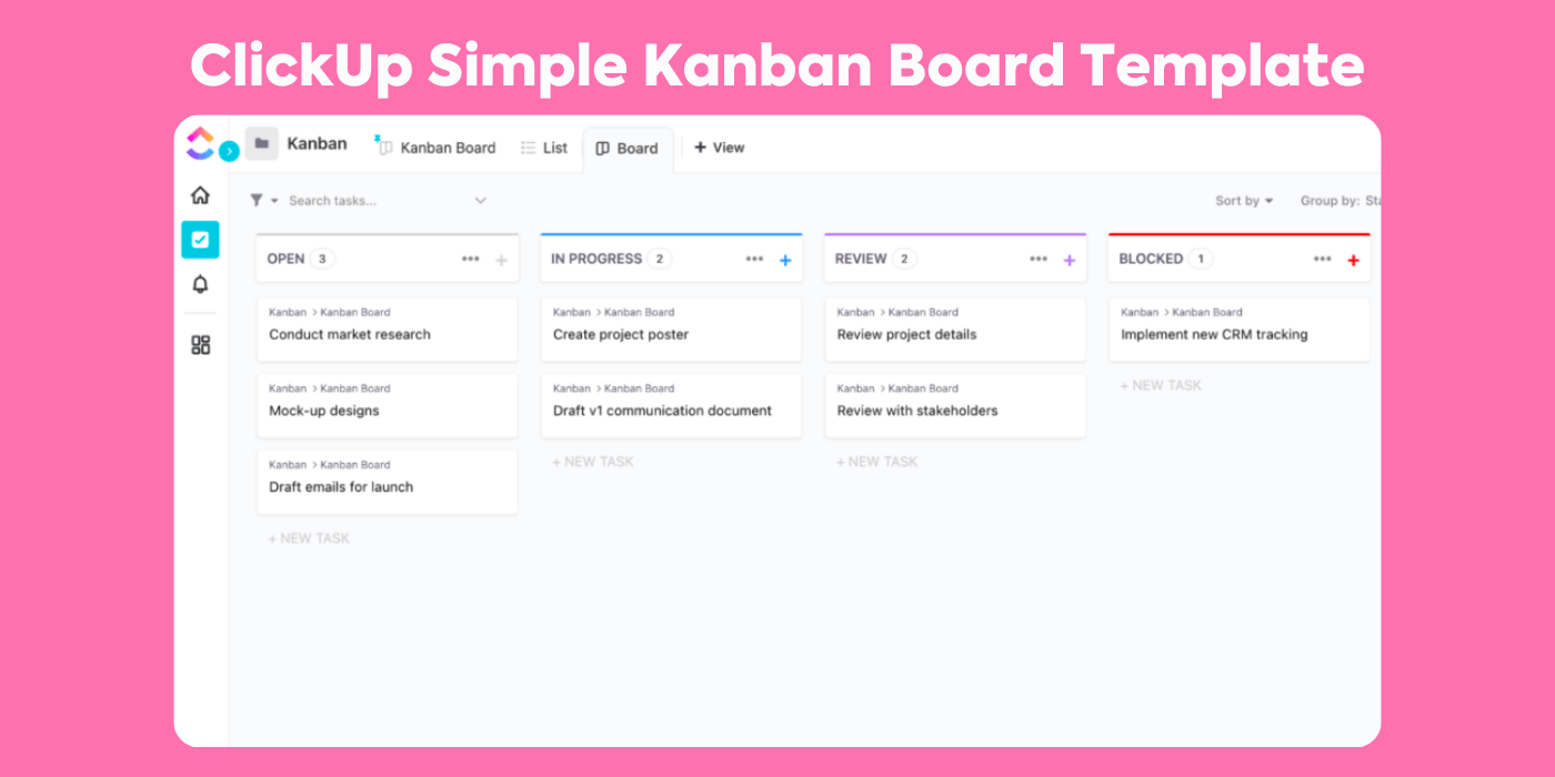 Simple Kanban Board template by ClickUp  