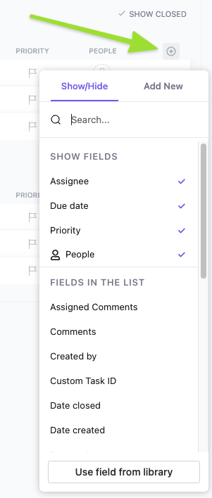 custom field library in clickup