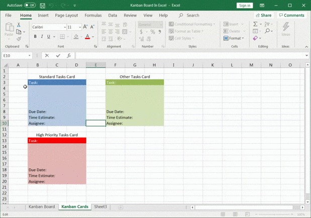 using a kanban board in excel