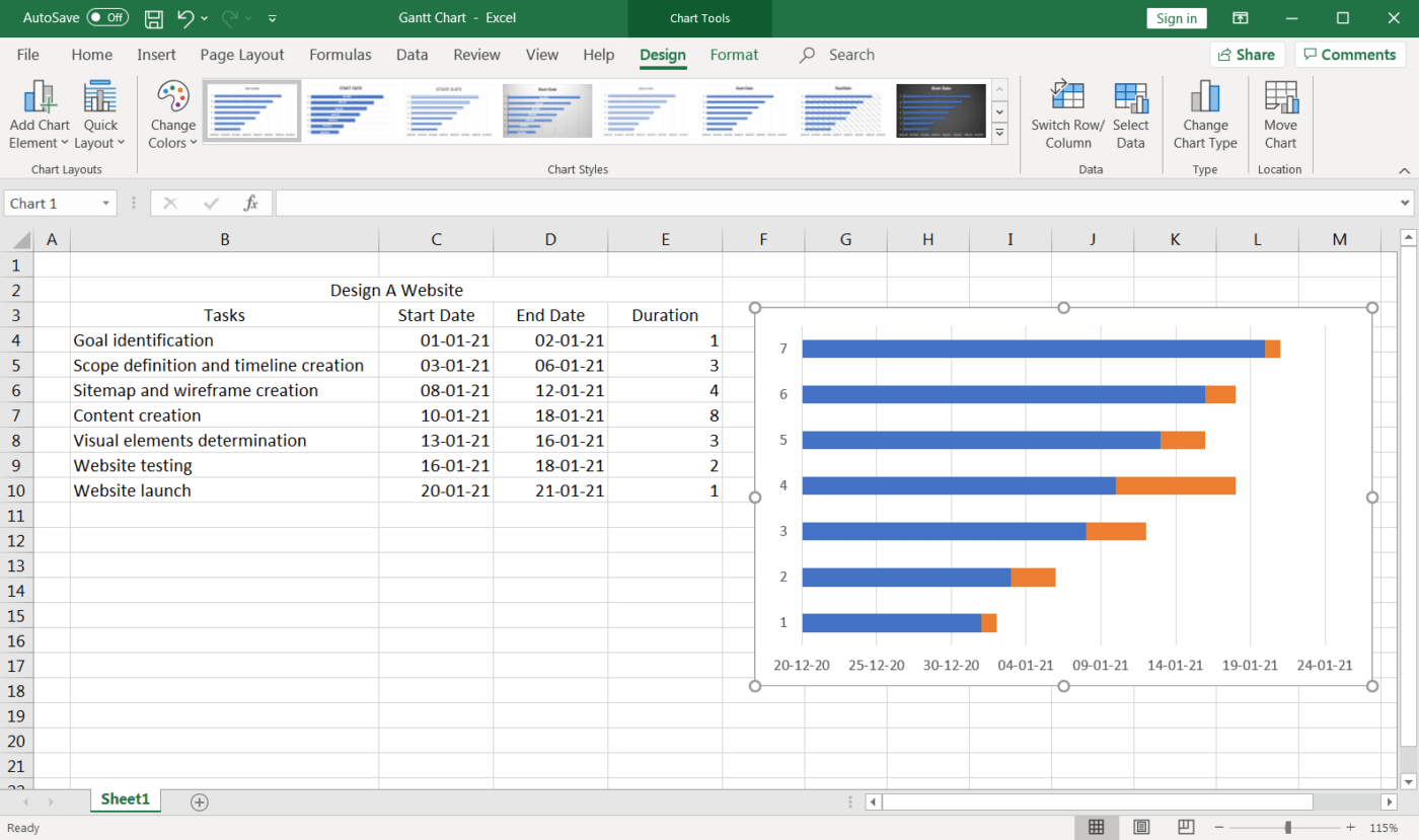 diagramme à barres dans excel