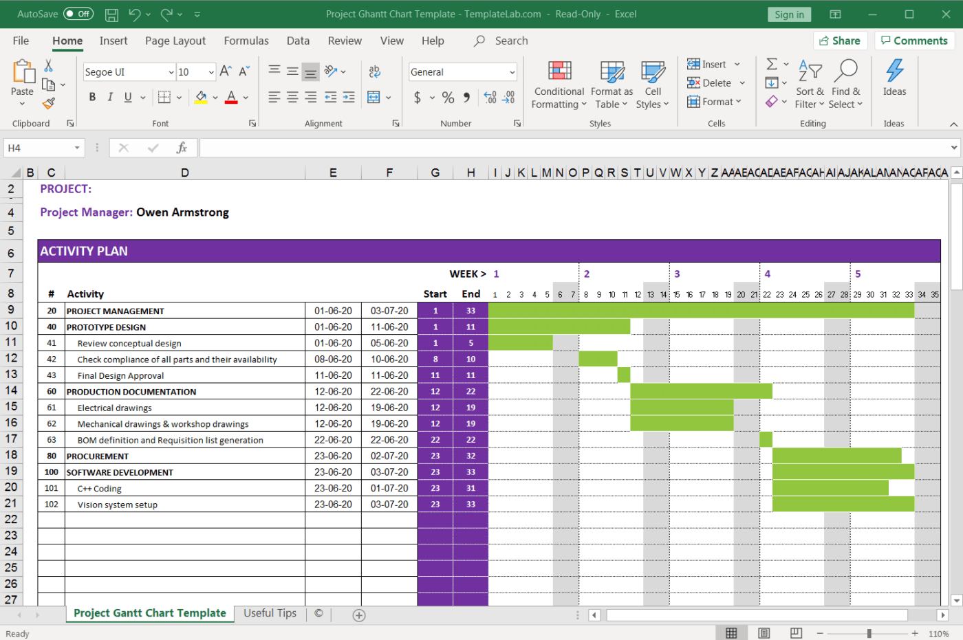 gantt chart for excel template