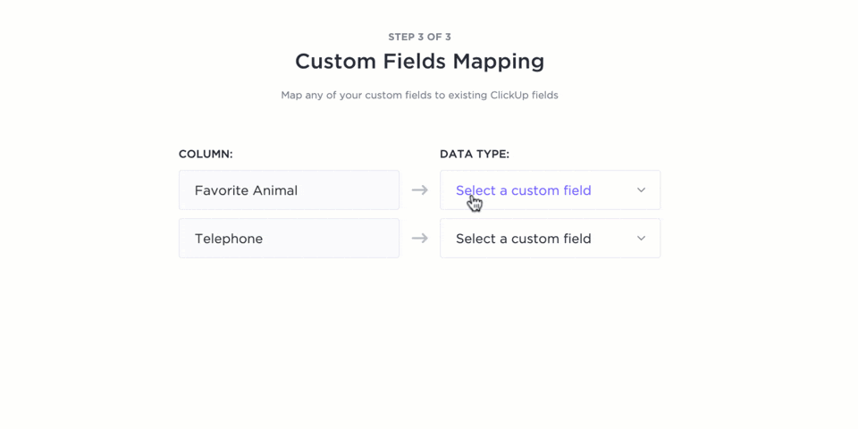 update the actual values into custom fields in clickup 