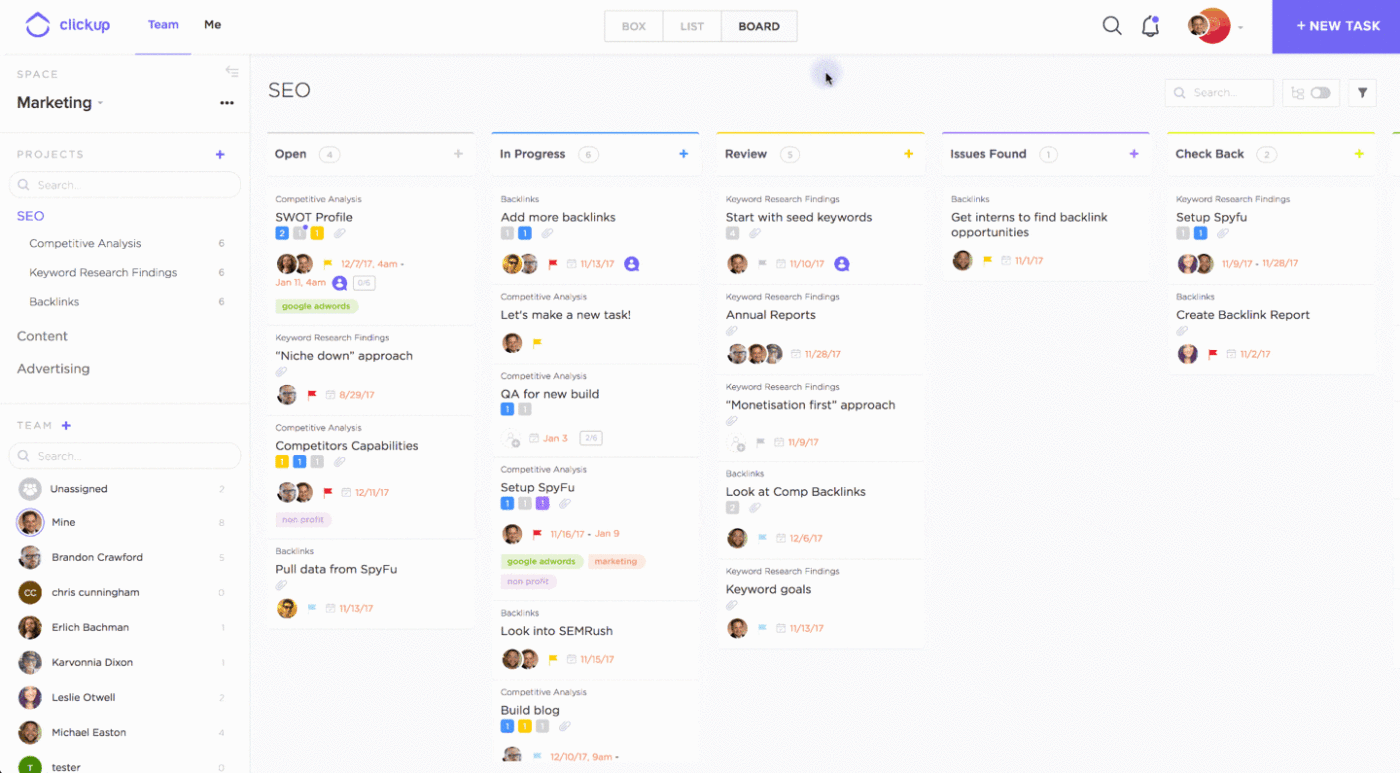 Create New Tasks from Your Board with Board view in ClickUp