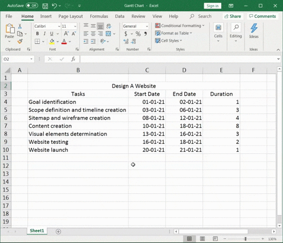 clicking insert in excel