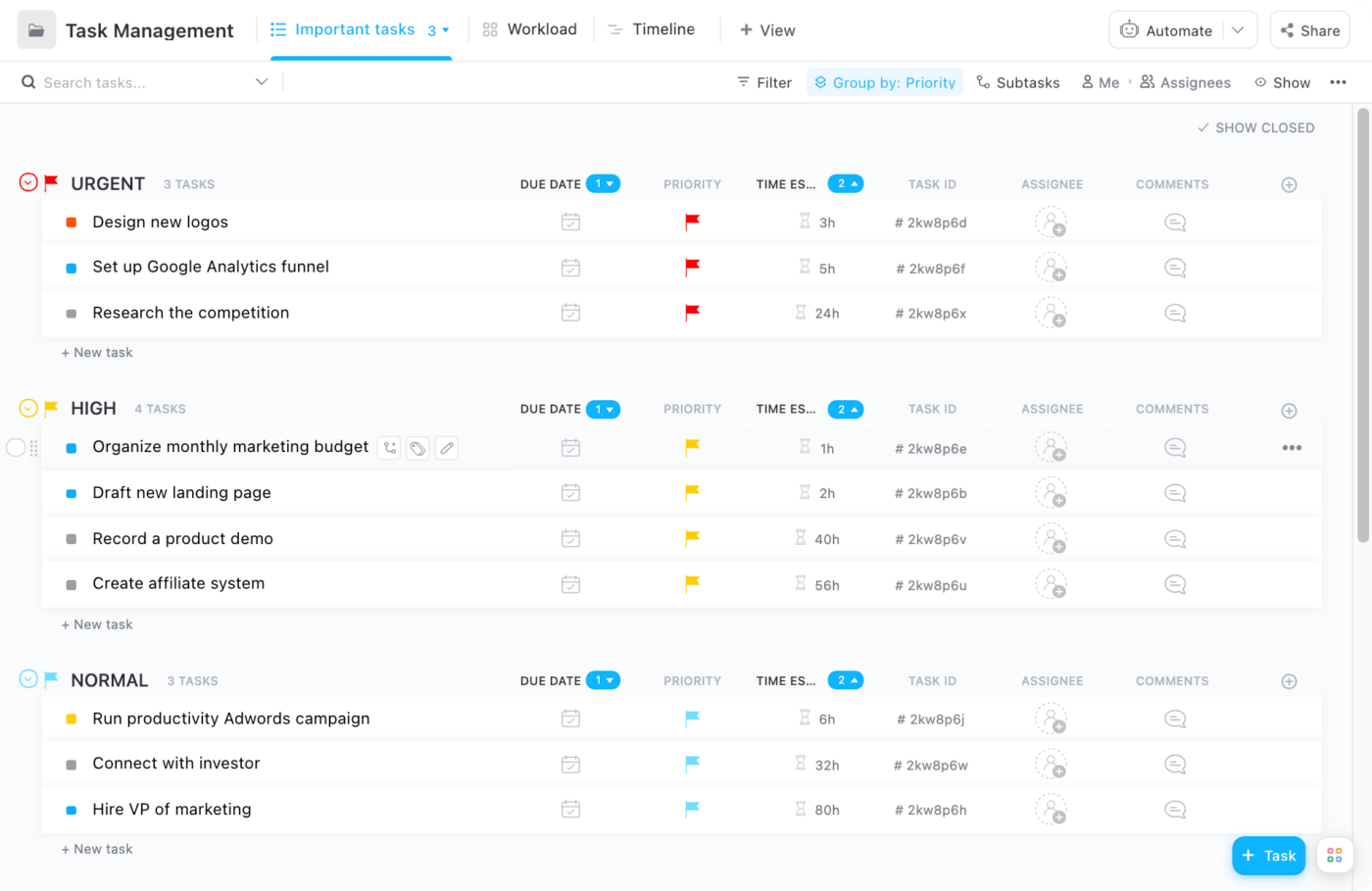 organize kpis with task templates by clickup to track sales qualified leads, customer retention, and net profit margin