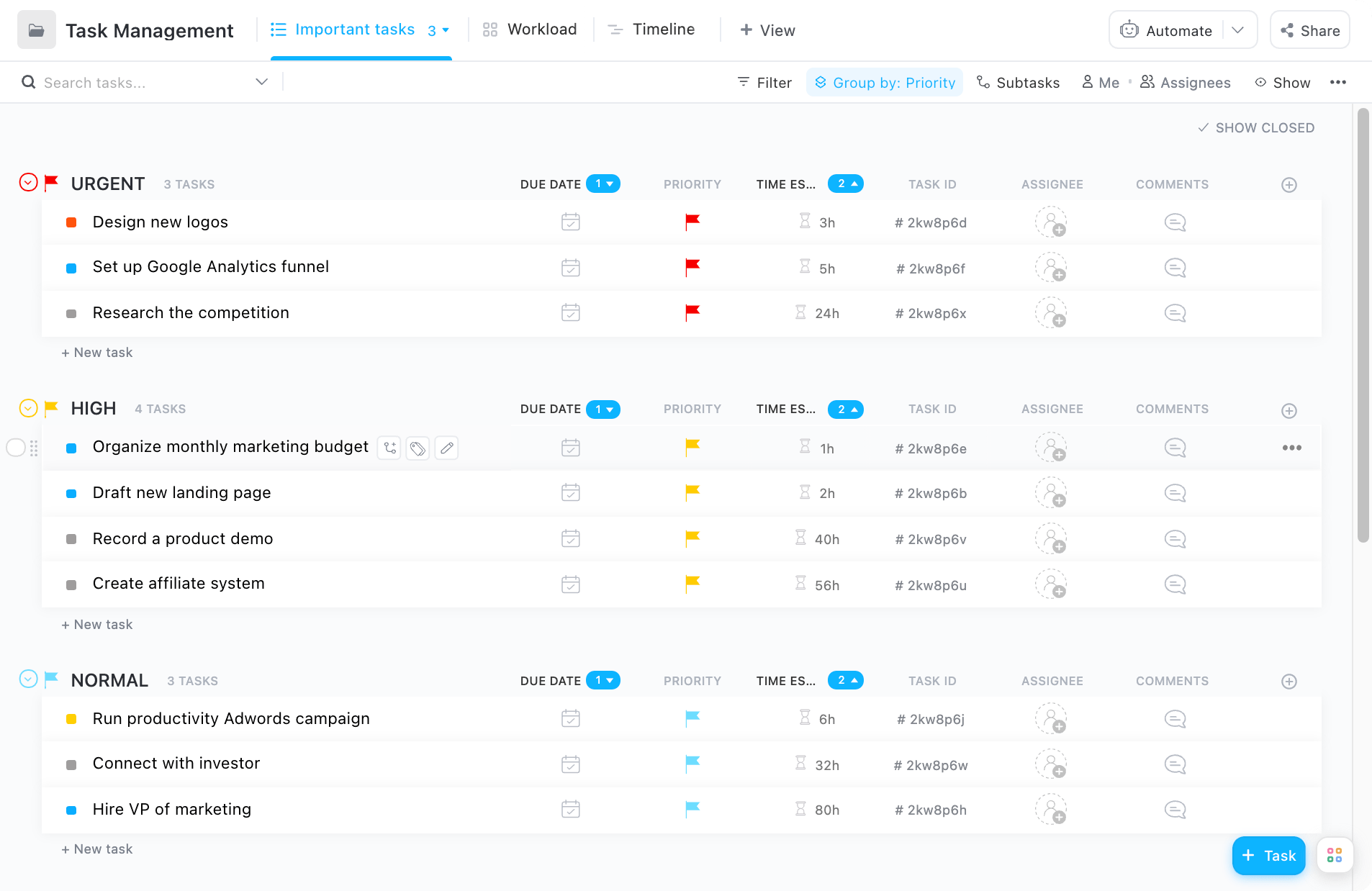 이 템플릿으로 모든 작업을 한곳에 정리하세요