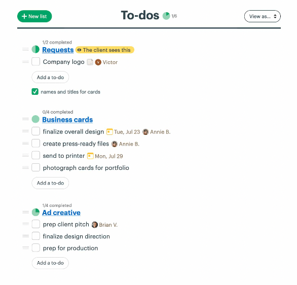 ActiveCollab alternatives: To-Dos list in Basecamp