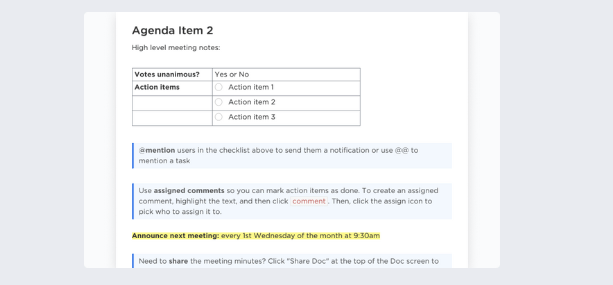 business planning meeting template