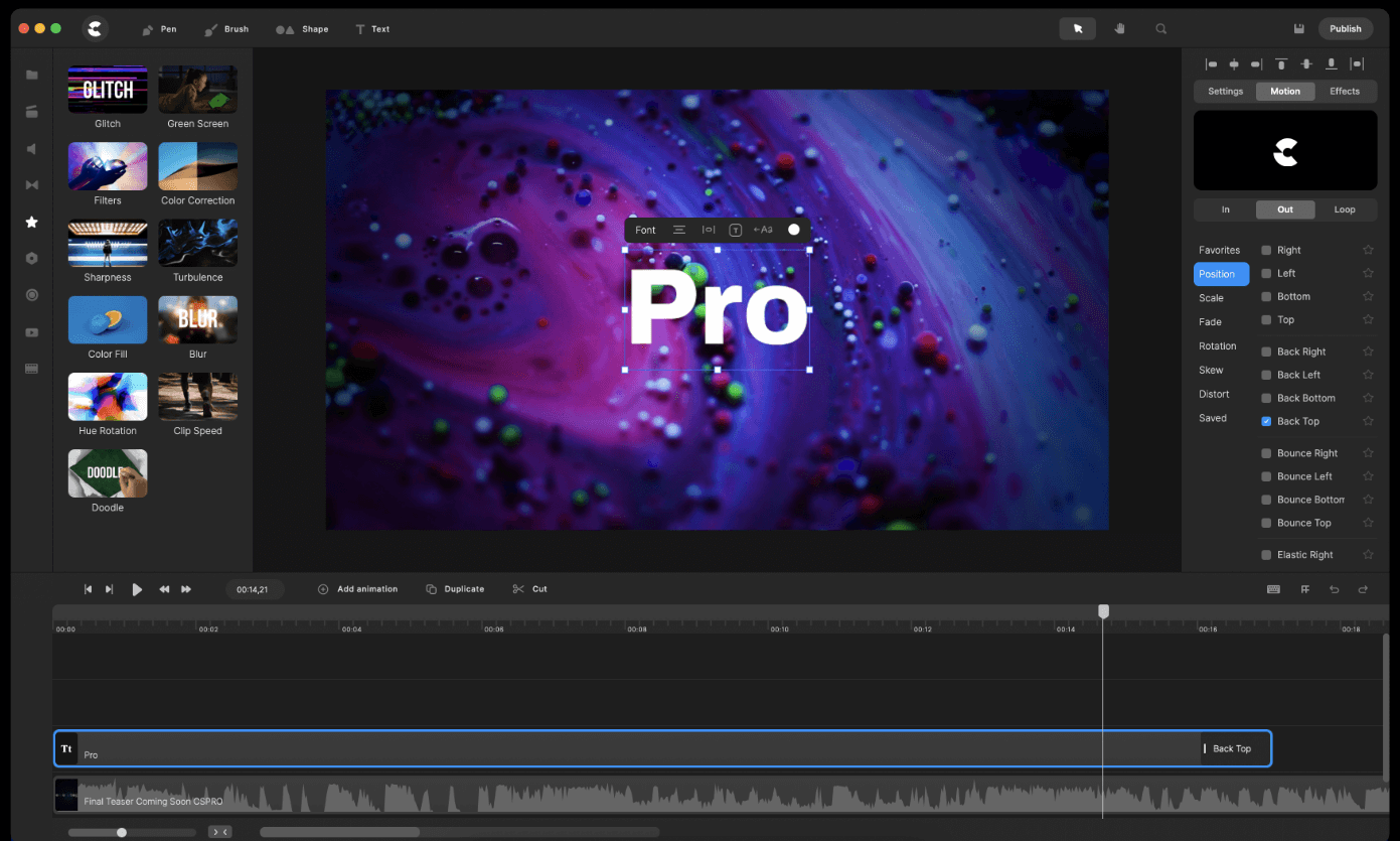 Exemple de montage vidéo Create Studio