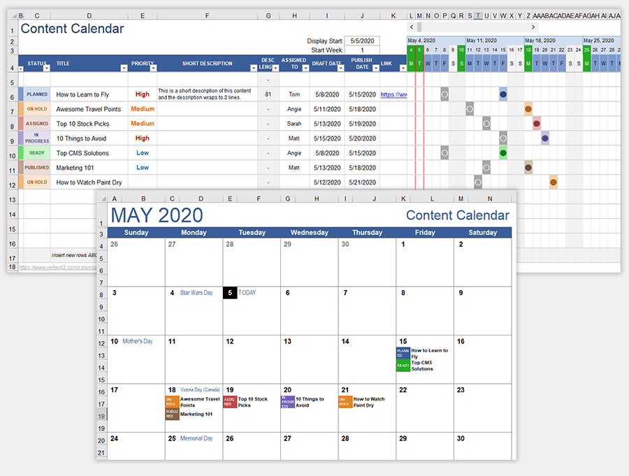 Excel Social Media Content Calendar Template Example
