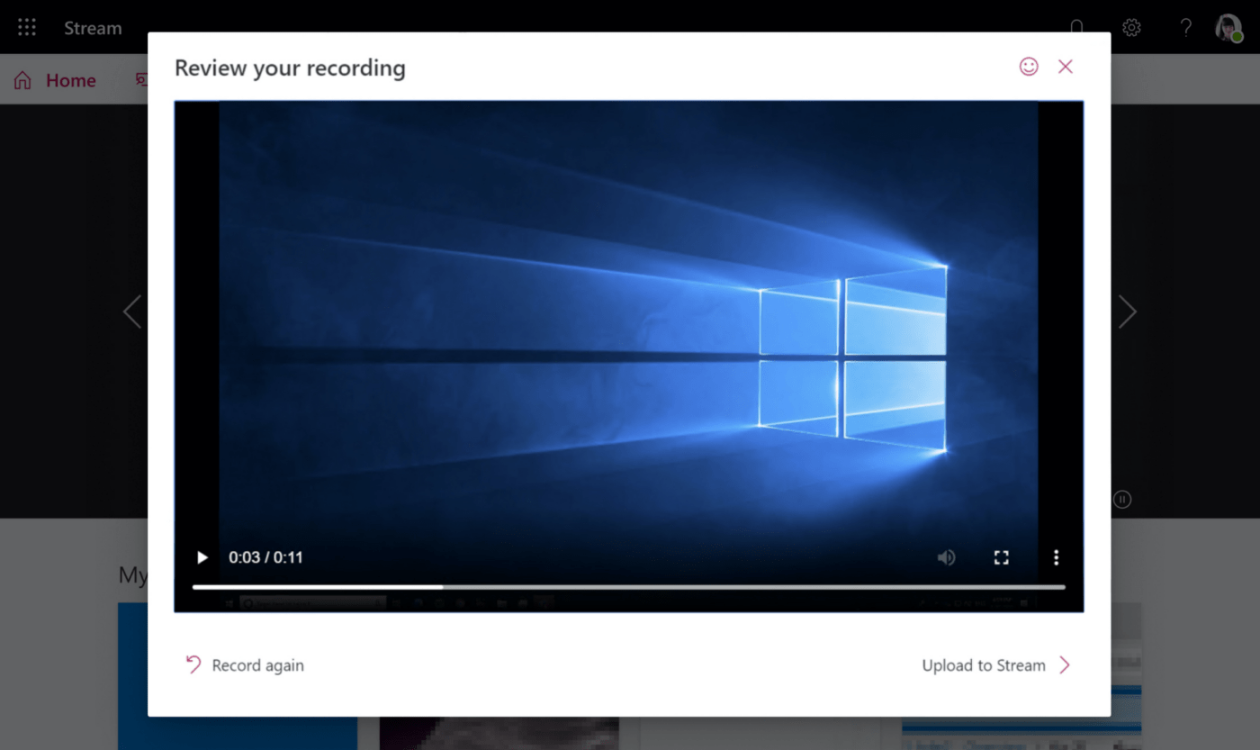 Microsoft 365 Stream review your recording example