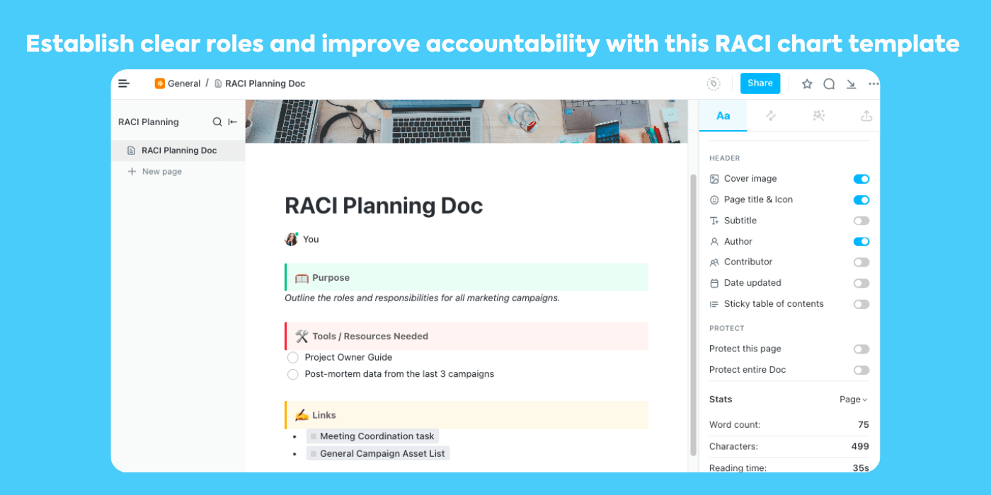 Establish clear roles and improve accountability with this RACI chart template