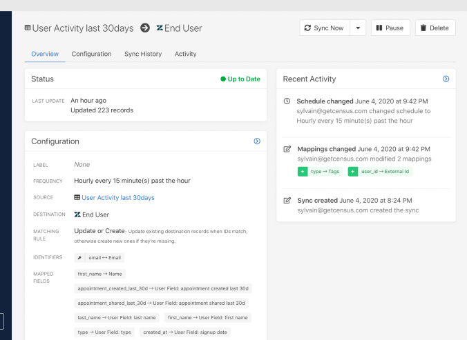 Beispiel für die Zendesk-Integration mit Census