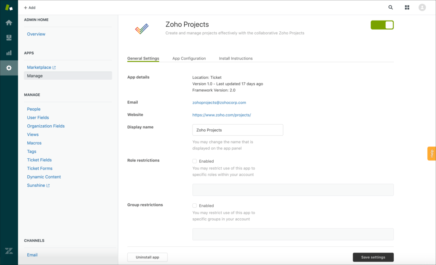 Zoho Projects Zendesk Integration