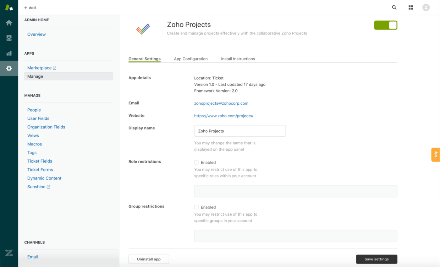 Integración de Zoho Projects con Zendesk