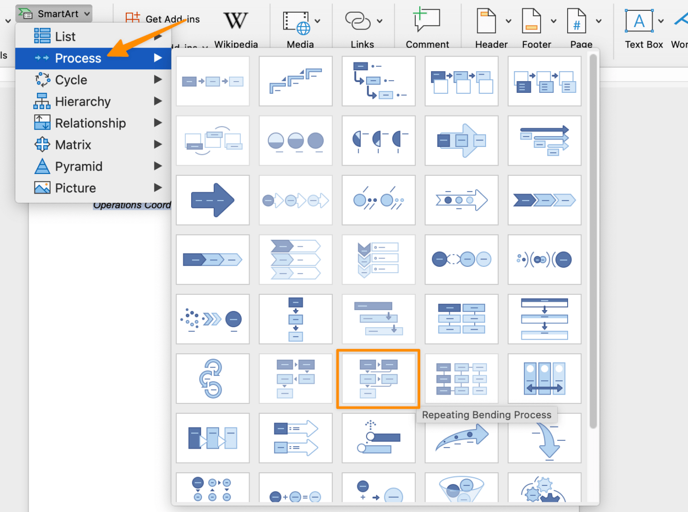 use predefined smartart templates to create flowcharts in a word document
