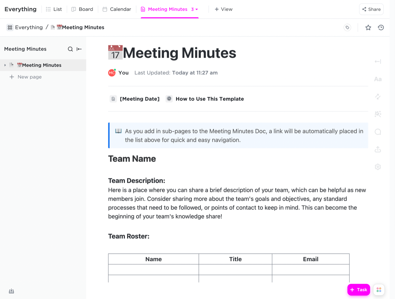 Meeting Notes Google Doc Template