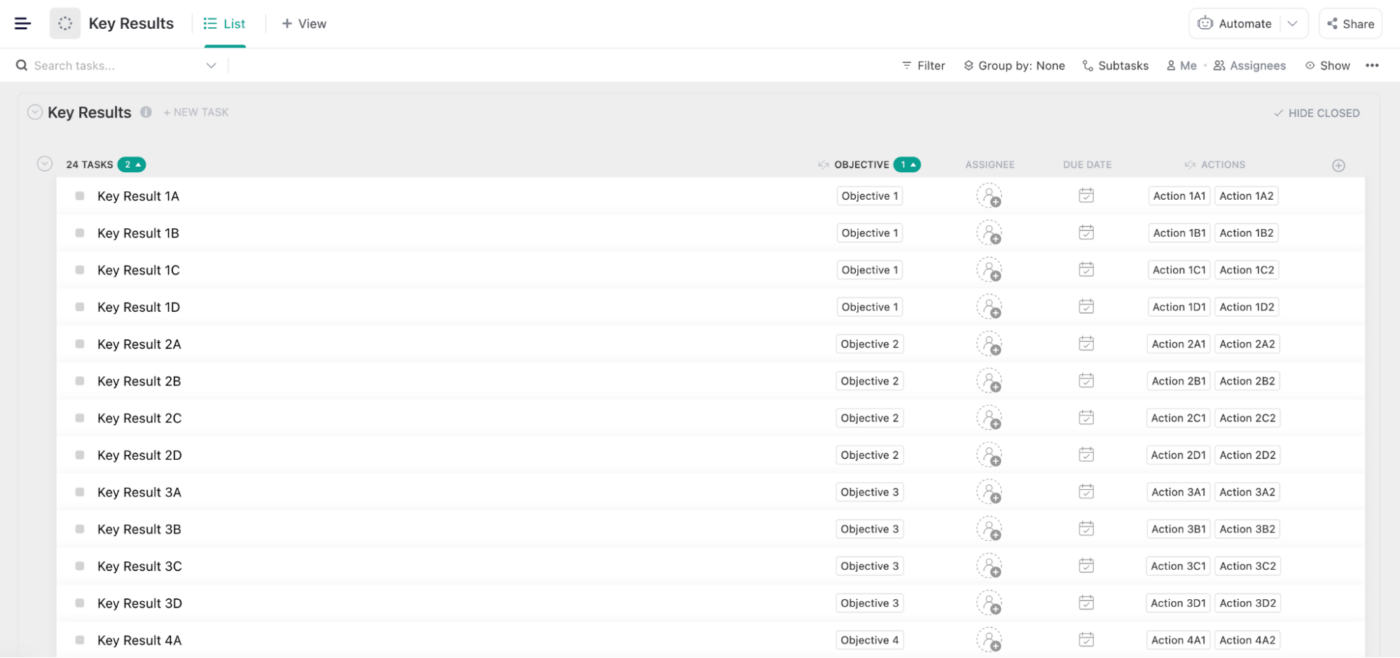 Spekit’s OKR Tracking Template in ClickUp via Spekit