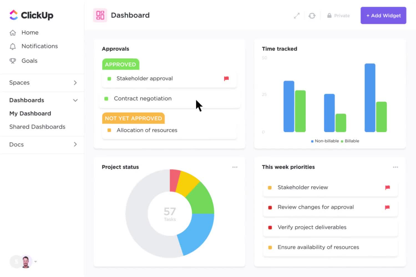 ClickUp dashboard