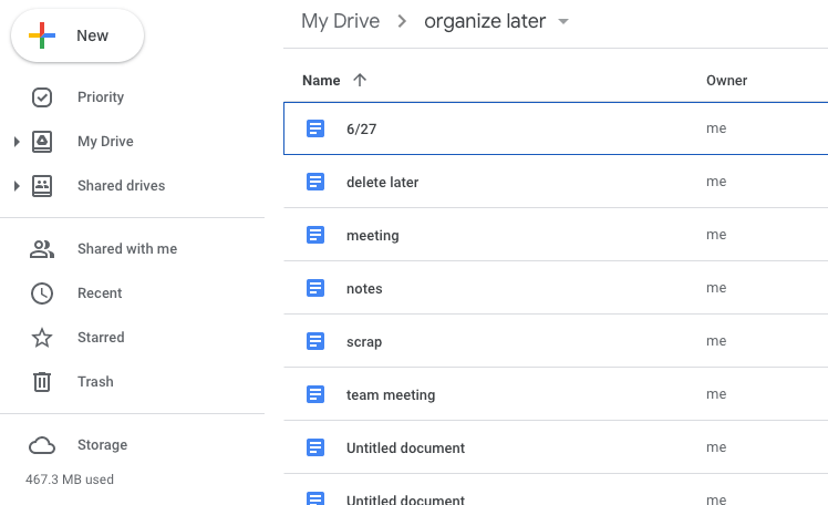 exemplo de documento do Google Drive