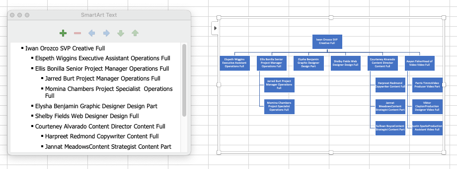 org chart in excel example from a smartart style