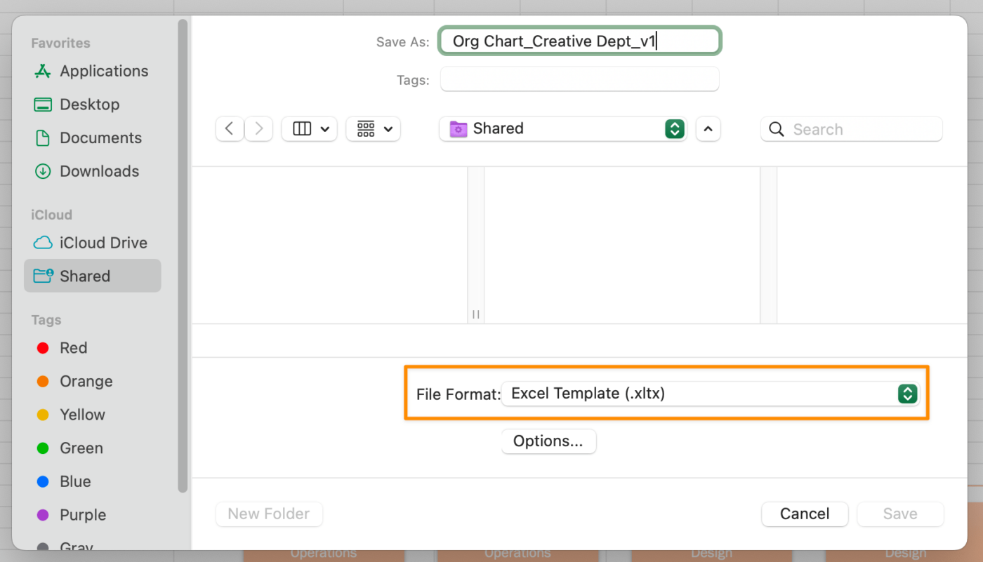 enregistrer un modèle de diagramme d'organisation dans excel avec les données des employés