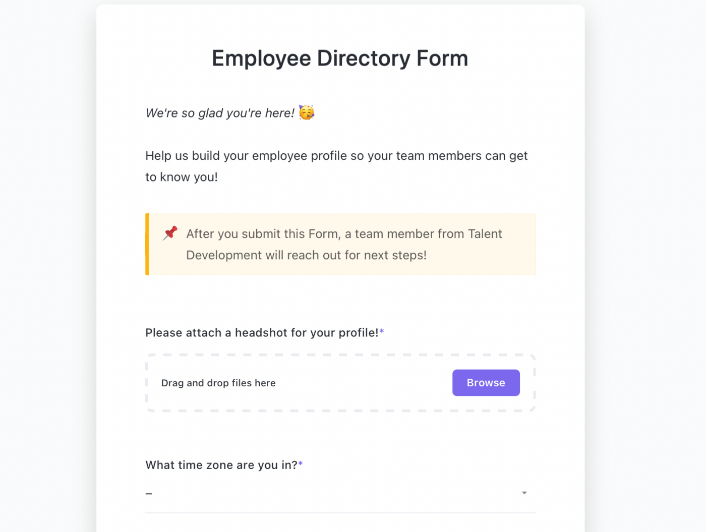 build organizational charts using clickup forms to collect employee data