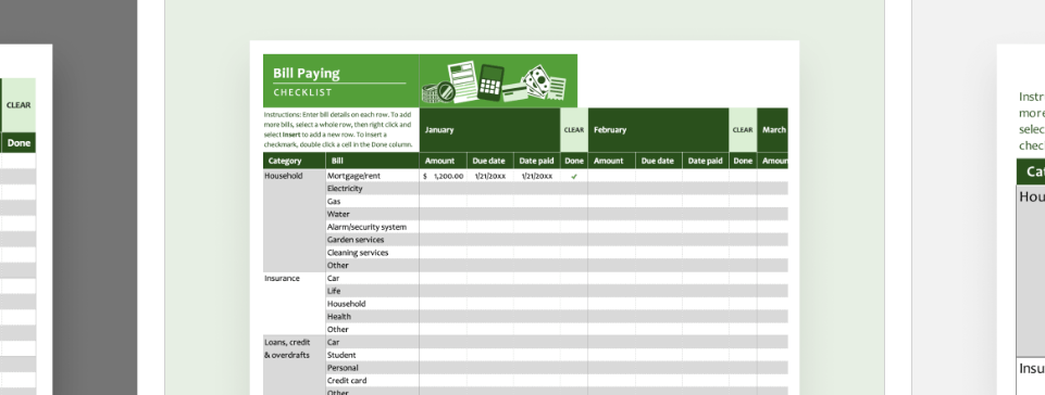 Modelo de lista de tarefas para pagamento de contas do Excel