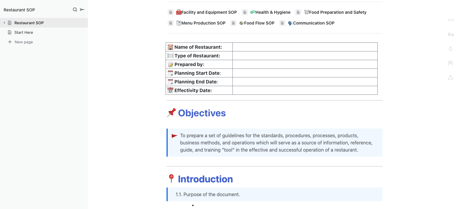 Restaurant SOP sjabloon van ClickUp