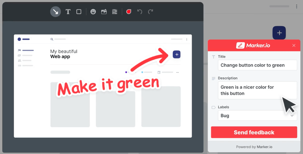 Marker.io platform feedback example